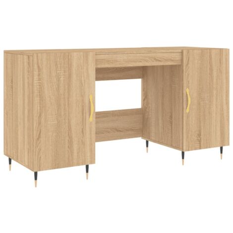 Escritorio mesa estación de trabajo mueble ordenador estudio roble sonoma 140 x 50 x 75 cm madera de ingeniería marrón 020023647