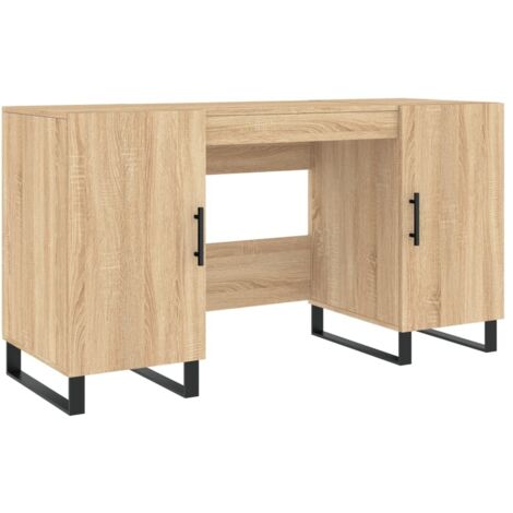 Escritorio mesa estación de trabajo mueble ordenador estudio roble sonoma 140 x 50 x 75 cm madera de ingeniería marrón 020023653