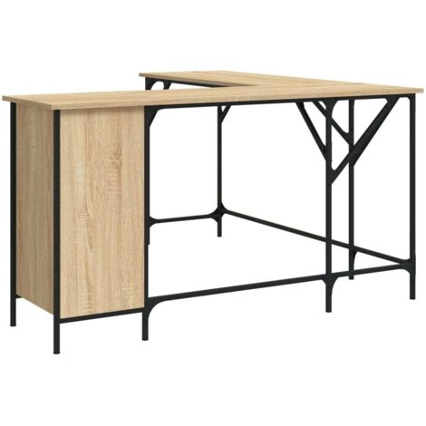 Escritorio mesa estación de trabajo mueble ordenador estudio roble sonoma 141 x 141 x 75 cm madera de ingeniería marrón 020023657