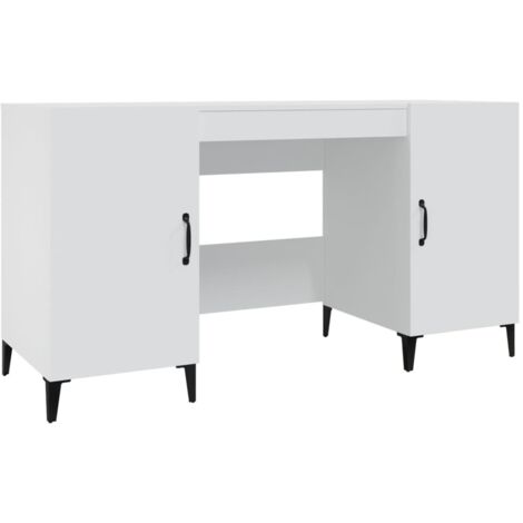 Escritorio mesa puesto de trabajo mueble de ordenador estudio 140 x 50 x 75 cm madera de ingeniería blanca 020023515