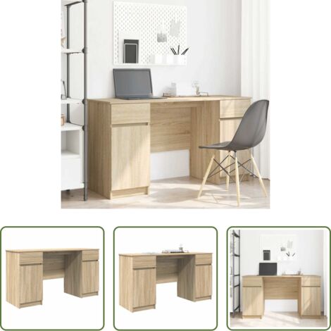 Escritorio minimalista -  Escritorio Roble Sonoma 140 x 49 x 76 cm Madera contrachapada
