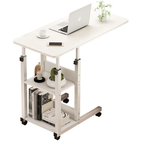 Escritorio móvil regulable en altura, MDF, 80x40x68/85cm, blanco
