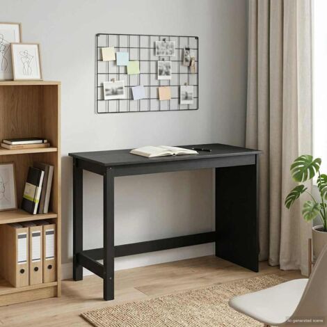 Escritorio Negro 112 x 50 x 75 cm Madera de Pino Macizo