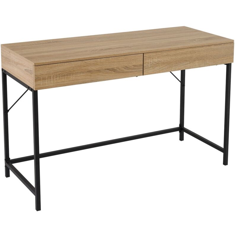 

Escritorio negro y natural de metal y madera MDF con 2 cajones de 116x48x76 cm