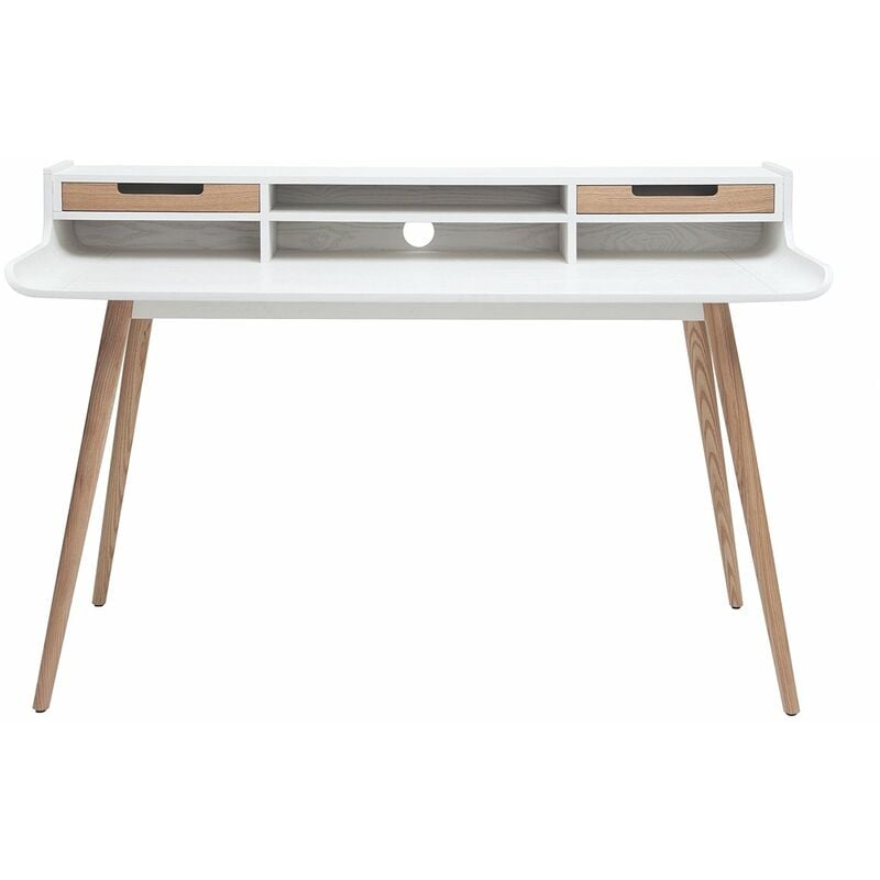 

Miliboo - Escritorio nórdico madera y blanco 2 cajones L140 cm OPUS