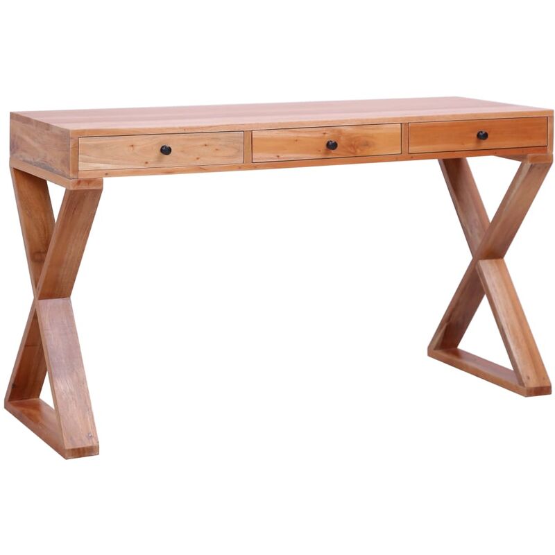 

Escritorio Ordenador Madera Maciza de Caoba Natural - Marrón - Vidaxl
