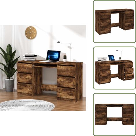 Escritorio para hogar - vidaXL Escritorio madera contrachapada roble ahumado 140x50x77 cm - Escritorio minimalista