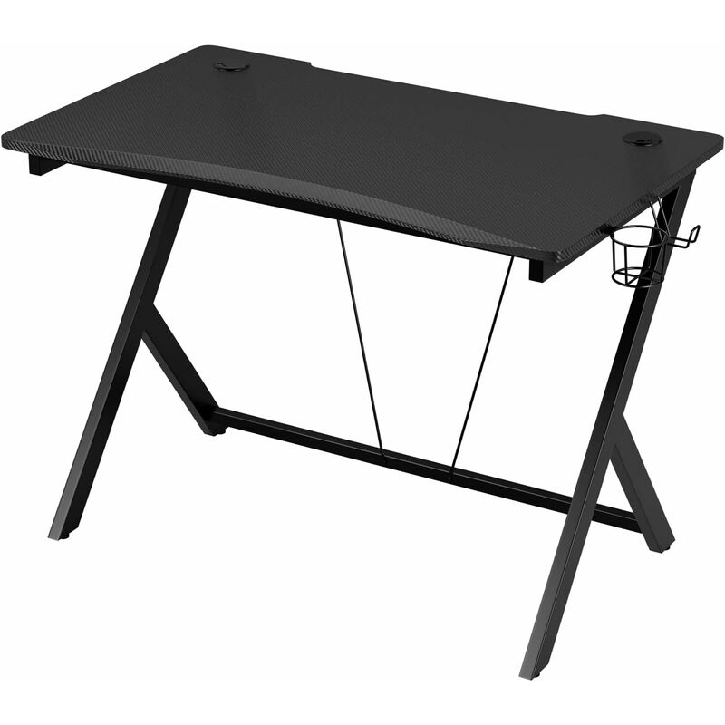 

Escritorio para juegos con portavasos, escritorio para computadora, mesa, para dormitorio, sala de estar, negro, 108 x 65 x 75 cm - Mvpower