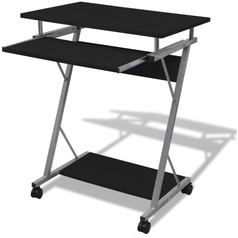 

Escritorio Compacto de Ordenador Bandeja Extraíble Mesa Estudio Oficina Negro - Negro - Vidaxl