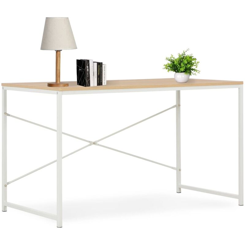 

Escritorio para ordenador color blanco y roble 120x60x70 cm - Blanco