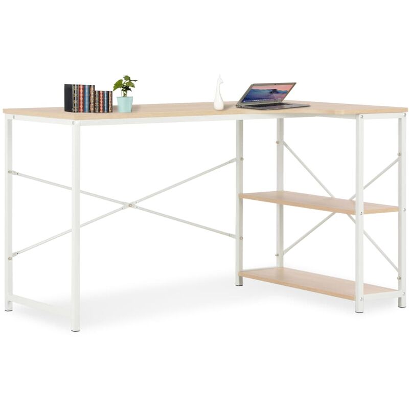 

Escritorio para ordenador color blanco y roble 120x72x70 cm - Blanco