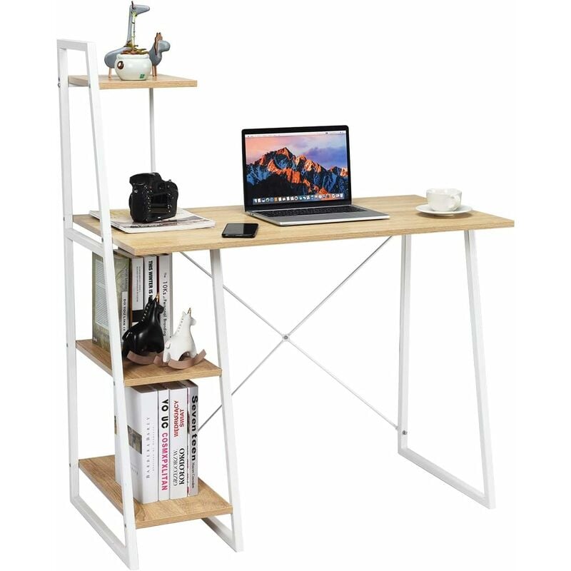 

Costway - Escritorio para Ordenador con 3 Repisas de Almacenamiento Mesa de Ordenador 98x50x118cm para Despacho Hogar Oficina