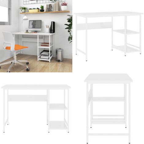 Escritorio para ordenador de MDF y metal blanco 105x50x72 cm - Escritorio de oficina - Escritorio blanco
