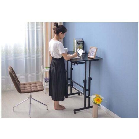 Escritorio para portátil Ulisem de 60 cm de altura ajustable con ruedas (arce blanco)