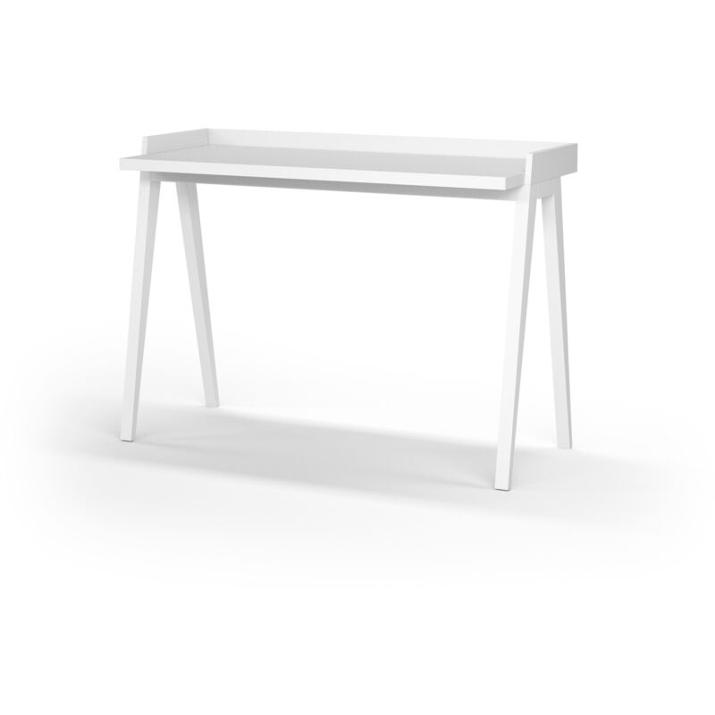 

Escritorio PARIS en melamina blanca con patas de madera de haya maciza en blanco. - Blanco