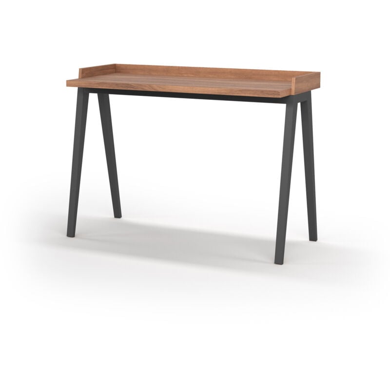 

Escritorio PARIS en melamina nogal con patas de madera de haya maciza en azabache. - Azabache