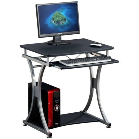 Escritorio pequeño para computadora TECHLY 700x550 - Grafito, con estante