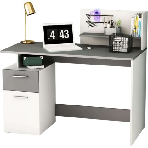 Escritorio Platón Multimedia Color Blanco y Gris Oscuro 122 cm