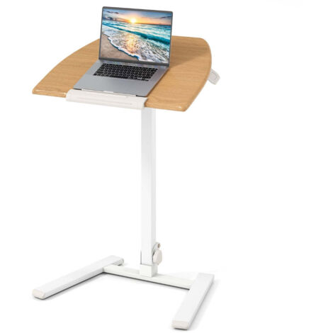 Escritorio plegable con ruedas 65 x 49 x 74-109 cm altura regulable tablero inclinable en MDF natural 200010949