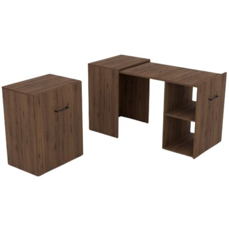Escritorio plegable especial para espacios pequeños, colección FLIP, color roble oscuro.