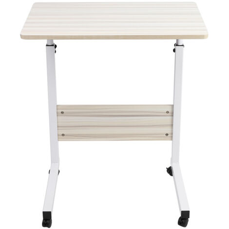 Escritorio portátil con altura ajustable para computadora portátil, mesa de lectura lateral para cama (arce blanco)