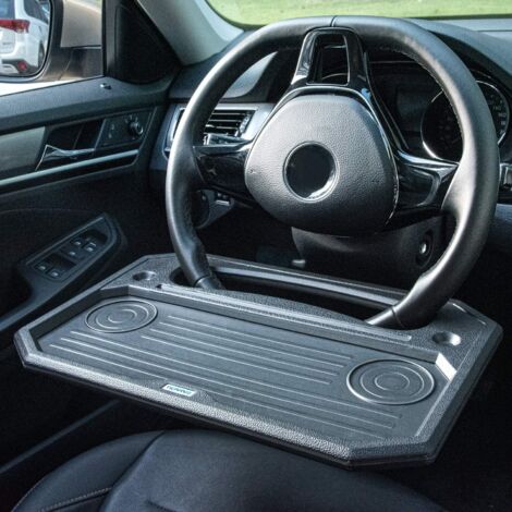 Escritorio portátil para volante, escritorio multifuncional para automóvil, bandeja para computadora portátil, mesa de comedor para automóvil con portavasos, diseñado para adaptarse a la mayoría de lo