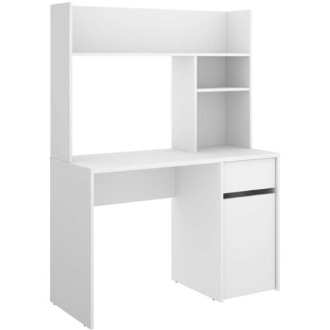 Escritorio Rebeca con puerta + cajón + altillo acabado blanco, 74cm(alto) 110cm(ancho) 50cm(fondo)