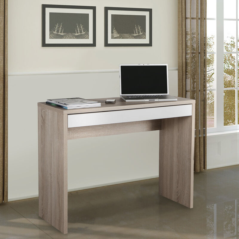 

Office24 - Escritorio rectangular de roble con cajón blanco 100x40cm Astra