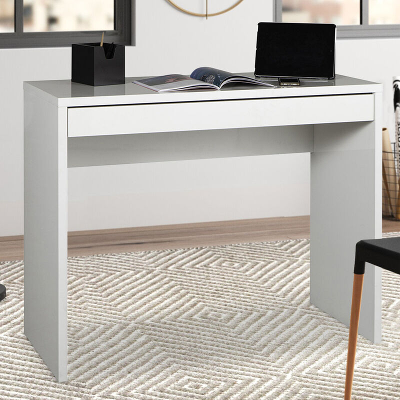 

Office24 - Escritorio de diseño rectangular con cajón blanco para oficina y estudio 100x40cm Sidus