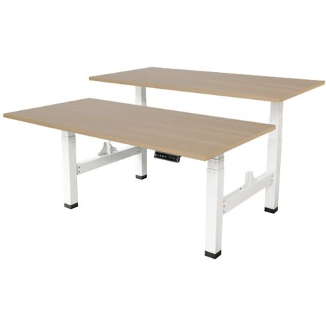 Escritorio regulable duo - 180x80 cm - Blanco / Roble