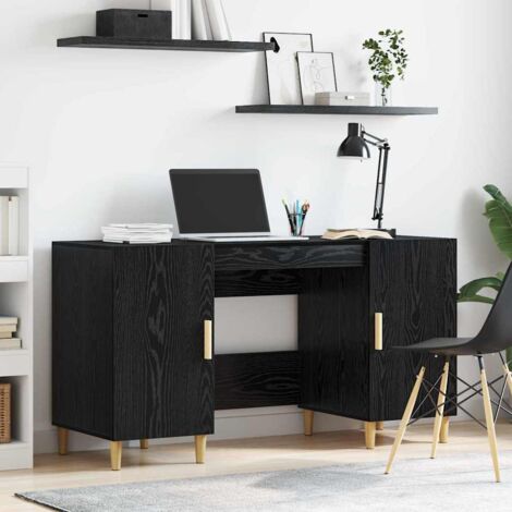 Escritorio Roble Negro 140 x 50 x 75 cm Madera contrachapada