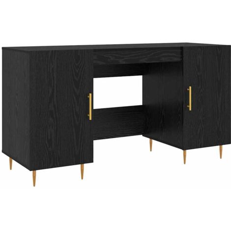 Escritorio Roble negro 140 x 50 x 75 cm Madera contrachapada vidaXL