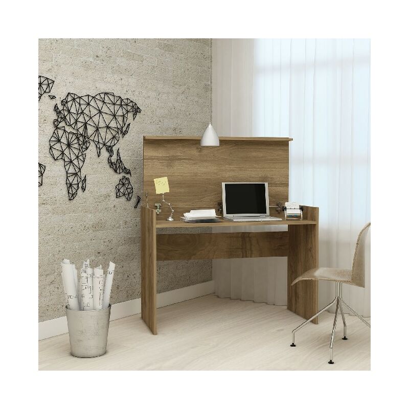 

Homemania - Escritorio Stella - con estantes - Oficina, Estudio, Habitacion - Nogal en Tablero de particulas de melamina, 120 x 54 x 85 cm