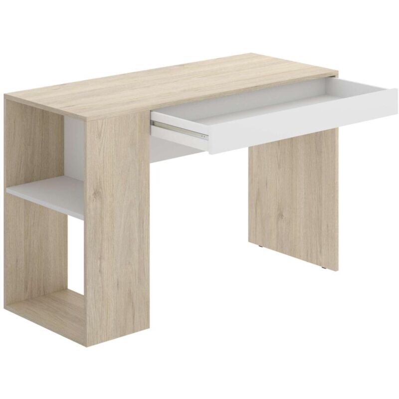 

Escritorio Navas con estante y 1 cajon dos colores a elegir 74 cm(alto)115 cm(ancho)50 cm(fondo) Color NATURAL-BLANCO
