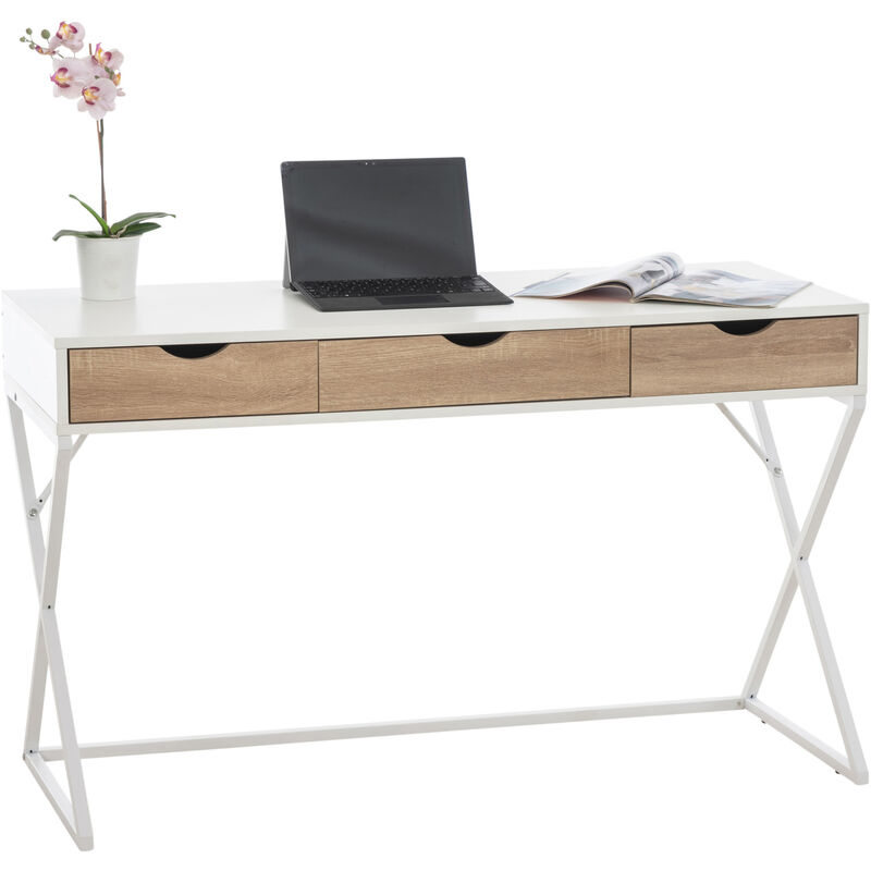 

Escritorio Ternitz de madera con tres cajones Blanco