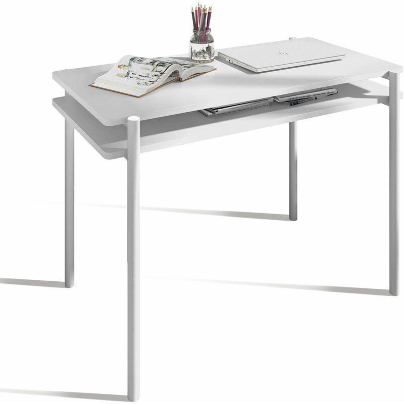 

Escritorio TOKIO, de melamina doble tapa en blanco, con patas en blanco, de Herdasa - Blanco