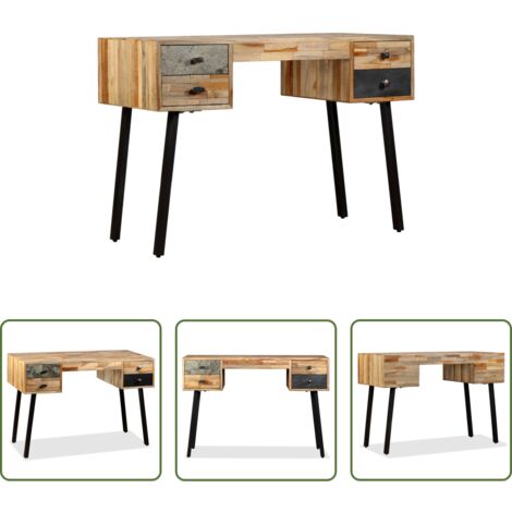 Escritorio vintage -  Escritorio de teca maciza reciclada 110x50x76 cm