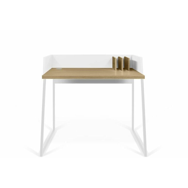 

Escritorio VOLGA roble natural y blanco, 90 x 88 x 60 - roble natural y blanco