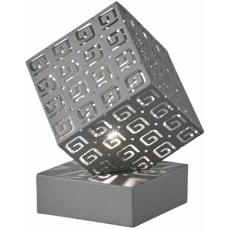 

Etc-shop - Escritura lámpara de mesita de noche decoración perforaciones sala de estar cubo lámpara gris arena en un juego que incluye bombillas LED