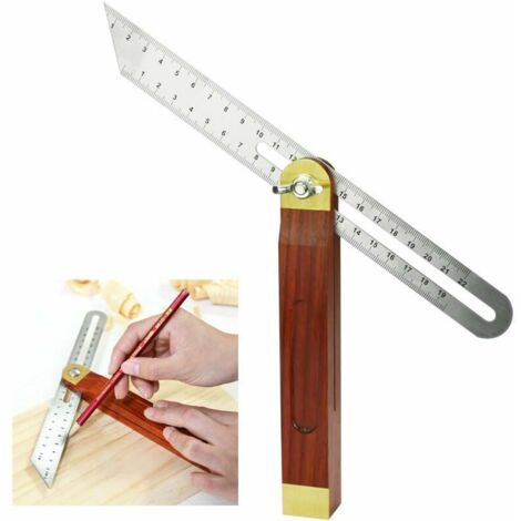 Escuadra biselada deslizante de acero inoxidable y madera de 200 mm con mango, ajustable de 0 a 360 grados, duradera, con escala de doble cara para ingenieros, dibujantes y carpinteros.