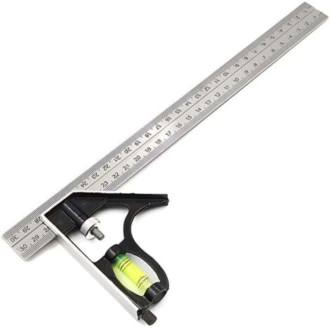Escuadra combinada de acero inoxidable, 300 mm, escuadra combinada con nivel de burbuja y herramienta de marcado, ajustable, para carpinteros de metal, para medir, marcar y dibujar