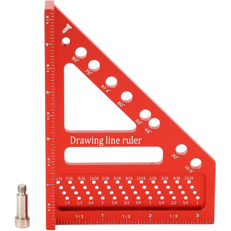 Escuadra de aluminio de 0 a 90 grados para carpintería y construcción.