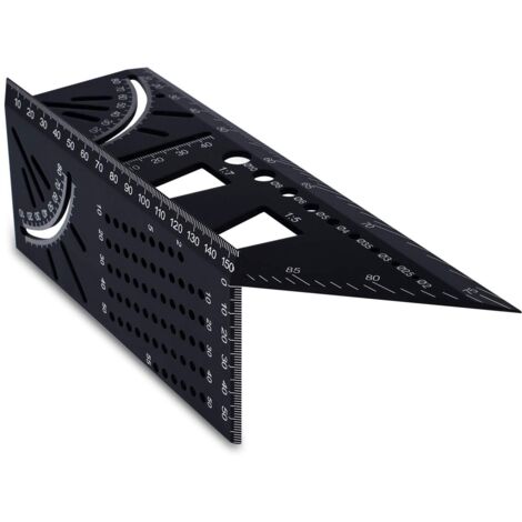 Escuadra de carpintero 3D de aleación de aluminio, regla angular profesional Aweohtle de 90 a 45 grados, regla de medición para carpintería adecuada para ingenieros y carpinteros.