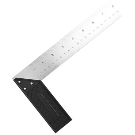 Escuadra de carpintero de 20 cm (8 pulgadas) y 90 grados, escuadra de acero con mango de plástico, escuadra de construcción de alta precisión, herramienta de medición para planos de construcción.