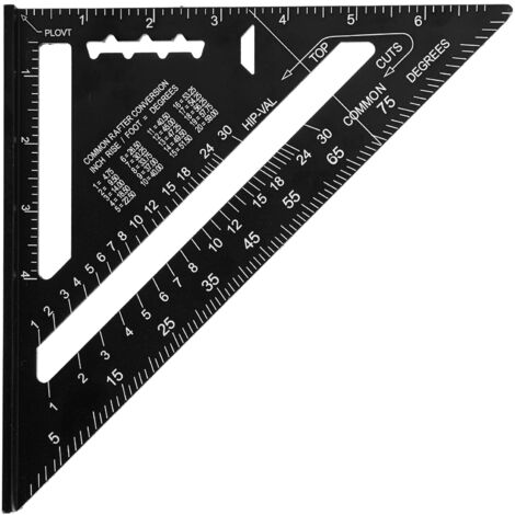 Escuadra de carpintero de aluminio de 7 pulgadas, herramienta de marcado, triángulo de aleación, transportador (imperial)