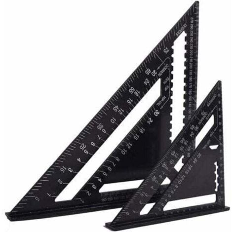 Escuadra de carpintero multifunción Ulisem de 18 cm y 30 cm, regla triangular de aluminio, transportador, guía angular de 45 a 90 grados, herramientas de carpintero y herramienta de trazado.