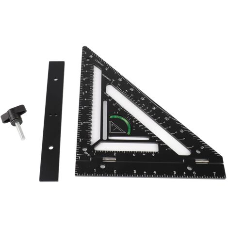 Escuadra de carpintero multifuncional de aluminio negro para trabajos de carpintería.