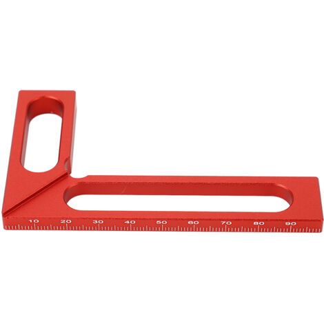 Escuadra de esquina de aluminio de 100 mm/3,9 pulgadas para carpintería, color rojo.