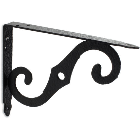 Escuadra para Estantería de Forja  Estilo Decorativo  Fabricado en Acero  Acabado en Negro Forja  Medidas 23158200 mm  Sistema de Fijación Atornillado  1 Unidad -