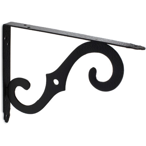 Escuadra para Estantería de Forja  Estilo Decorativo  Fabricado en Acero  Acabado en Negro Forja  Medidas 23205255 mm  Sistema de Fijación Atornillado  1 Unidad -
